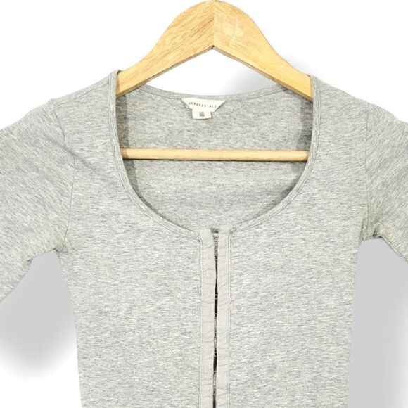Aeropostale Hook-And-Eye Short Sleeve Top in Heathered Gray Size XS - Picture 5 of 11